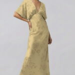 CHAMPAGNE Floral Jacquard Satin Maxi Dress