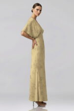 CHAMPAGNE Floral Jacquard Satin Maxi Dress - Image 2