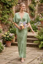 Sage Floral Jacquard Satin Maxi Dress