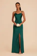 Lydia Dress Matte Satin Emerald - Image 2